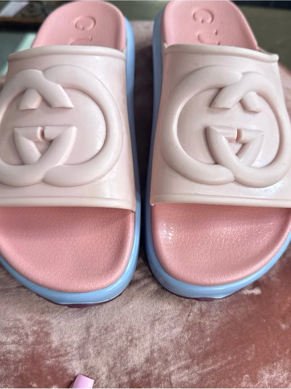 Gucci Pink pool platform slides